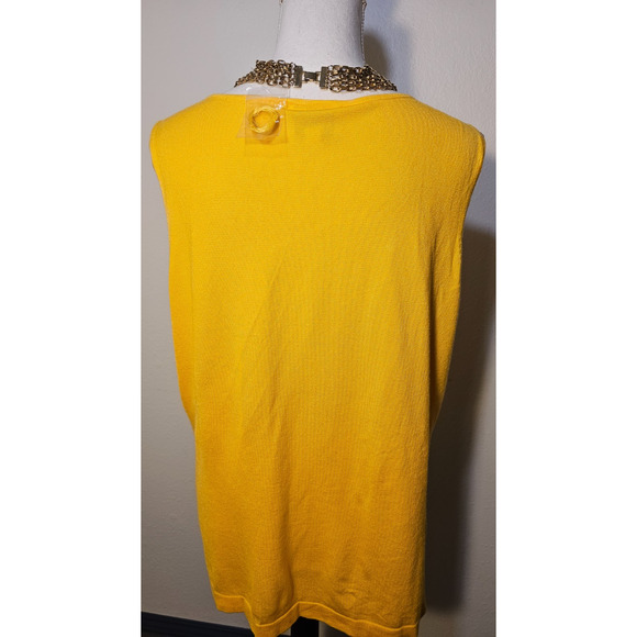 Whisper Knit By Louis Dell'Olio Womens Yellow Cardigan and Sleeveless Sweater L - Picture 9 of 10